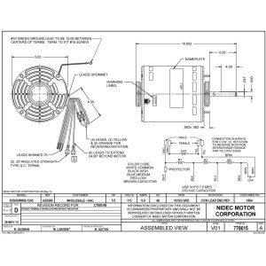 US Motors 1/3 hp 1075 rpm, 6 poles, 1 shaft, OAO Enclosure, 3 speed, 5.6 diameter, CCW, Lead End, Reversible, 115v, 60 hz, 1 ph, 7.5 mfd/370 VAC Run Capacitor 1864 K055WMG1245012B