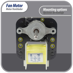 Appli Parts APFM-55 18 W Fan Motor, 110 V, 50/60 Hz, 0.38 A, 3000 rpm, CW rotation Universal replacement intended for Refrigerator Evaporator, Blade not included replaces original part numbers WR60X203, 305540, PS304745, WR60X0191, WR60X0203, WR60X191 and