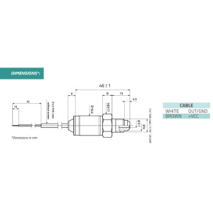 Full Gauge SB69-100A Pressure Transducer, 1/4 in SAE Male, 0-100 Psi (0-6 bar), Supply 8-32 VDC, Output 4-20mA, Temp Range -40 to 212 F (-40 to 100 C)