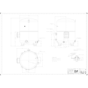 Danfoss MTZ160HW3VE 13HP R404,R407,R134,R448, MBP Compresor Reciprocante para Refrigeracion 200-230/3/60 (V/Ph/Hz),Descarga 1-1/4 in V04, Succion 1-3/4 in V02, Rotolock,Aceite POE,MTZ160-3V