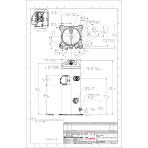 Danfoss MLZ076T2LQ9A 10 HP MBP Refrigeration Scroll Compressor 208-230/3/60 (V/Ph/Hz) R404, R407, R507, R452, R134, R513, R22, R448, R449 Rotolock Valves V02, V05, POE Oil 121L8835 Replaces 120U8055
