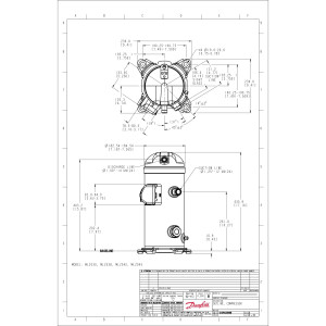 Danfoss MLZ038T1LQ9A 5 HP MBP Compresor Scroll para Refrigeracion 208-230/1/60 (V/Ph/Hz) R404, R407, R507, R452, R134, R513, R22, R448, R449 Valvulas Rotolock V05, V06, Aciete POE 121L8775