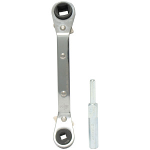 Uniweld 70074 Llave Ratchet, 3/16 y 1/4 pulg apertura cuadrada, 3/8 y 5/16 pulg apertura Cuadrada, con Adaptador Dual para Valvula exagonal de 3/16 y 5/16