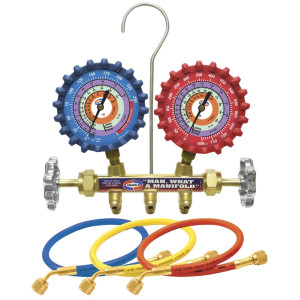 Uniweld QS4L3H Juego Manometro Completo (R-410a/R-22r/R-404a) Psi/ F con Mangueras 3 pies