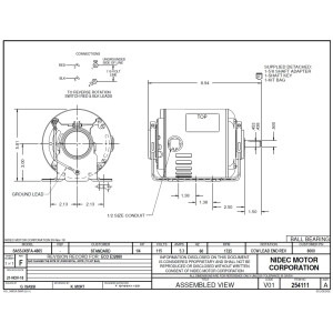US Motors 1/4 hp 1725 rpm, 4 poles, 1 shaft, ODP Enclosure, 1 speed, 5.6 diameter, CCW, Lead End, Reversible, 115 V, 60 hz, 1 ph,  8000 SA55SFA4865722B