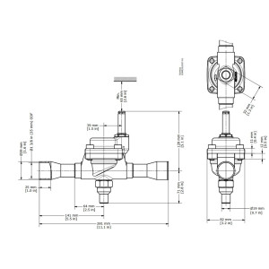 Danfoss 032L2207 Valvula Solenoide 1-3/8 pulg, EVR 25, Soldable, ODF x ODF sin Stem Manual, NC