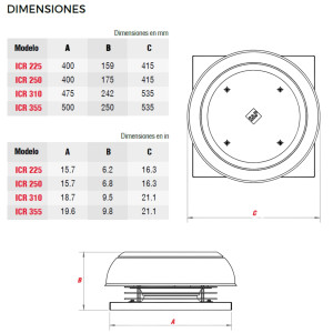 Ventilador para techo con rotor externo Soler Palau Icr 225 210w 115-127 682cfm Ventilador para techo con rotor externo Soler Palau Icr 225 210w 115-127 682cfm