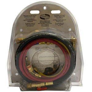 Uniweld Q4N85SMEZ Manifold Aluminum 4 Valves R410a,R134a,R22, 5 ft Soft Magic hoses, EZ-Turn Anti-Blow Back 48701