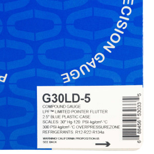 Uniweld G30LD-5 Esfera de Manometro Baja Azul R-12/R-22/R-134a Celsius, Psi-Kg/Cm2