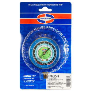 Uniweld G30LD-5 Esfera de Manometro Baja Azul R-12/R-22/R-134a Celsius, Psi-Kg/Cm2