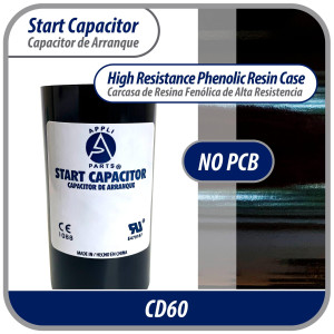 Appli Parts Condensador Capacitor Arranque 161-193 Mfd (microfaradios) uF 250 VAC remplazo universal para motores electricos de distintas aplicaciones 3.7cm Diametro 8.6cm Alto CON-161-250

