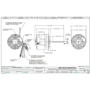 US Motors 8904 Motor 3/4 HP 1075 RPM, 115 V, 1 Ph, OAO, 3 Velocidades, Marco 5.6, Rotacion CCW Reversible desde Lead End, 6 Polos, No incluye Capacitor de Marcha 15 MFD 370VAC, Modelo K055WPY1412012B