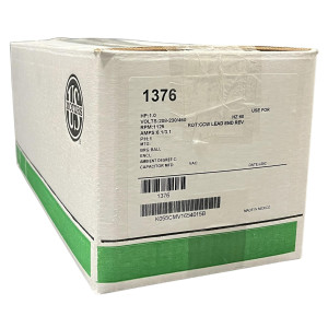 US Motors 1 hp 1125 rpm, 6 poles, 1 shaft, 1 speed, 5.6 diameter, CCW, Lead End, Reversible, 208-230 V/460 V, 60 hz, 1 ph, 25 mfd/370 VAC Run Capacitor 1376 K055CMV1654015B