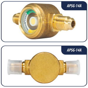 Appli Parts APSG-14A 1/4 in Sight Glass and liquid moisture indicator Flare connections with Solid Body for HVAC/R installations suitable for CFC HCFC HFC refrigerants
