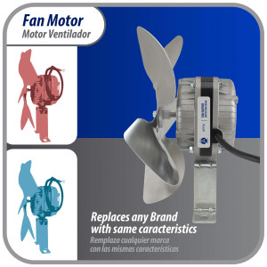 Appli Parts APFM-72E 7W refrigeration condenser and evaporator motor 220V 60Hz 0.23A 1300rpm includes base and 8in aluminum Fan Blade CCW shaft end Universal fit