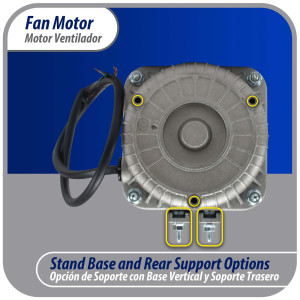 Appli Parts APFM-72E 7W refrigeration condenser and evaporator motor 220V 60Hz 0.23A 1300rpm includes base and 8in aluminum Fan Blade CCW shaft end Universal fit