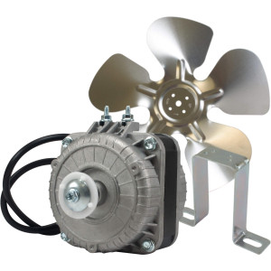 Appli Parts APFM-72E 7W refrigeration condenser and evaporator motor 220V 60Hz 0.23A 1300rpm includes base and 8in aluminum Fan Blade CCW shaft end Universal fit