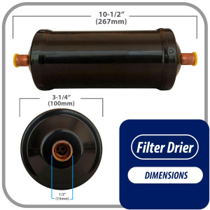 Appli Parts APFD-304S Filtro Secador 1/2 pulg para linea Liquido para Sistemas de Refrigeracion y aire acondicionado 304S ODF Soldable Universal Unidireccional 267mm Largo 100mm Ancho Appli Parts APFD-304S Filtro Secador 1/2 pulg para linea Liquido para Sistemas de Refrigeracion y aire acondicionado 304S ODF Soldable Universal Unidireccional 267mm Largo 100mm Ancho