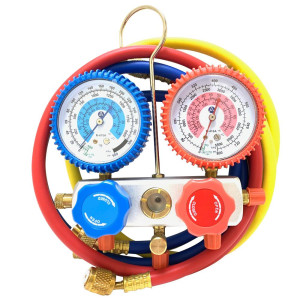 Appli Parts APMG-A1A36S R410A Manifold Gauge Set, Aluminum Body with Sight-glass Includes 36 in long, 5/16 in SAE Red/Blue, 1/4 in SAE Yellow Hose Set