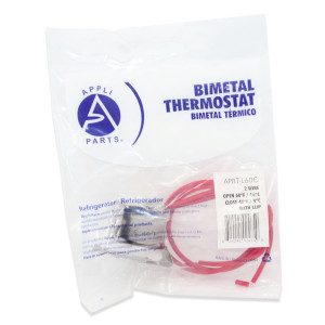 Appli Parts APBT-L60C Bimetal Thermostat 2 Wire, Open 60 F and Close 40 F, With Clip, red and red colored wires, Reference BIM-60 / Thermodisc