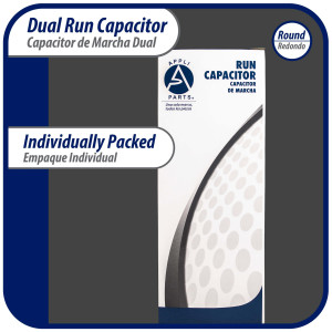 Appli Parts Dual Run Capacitor for ac 35+10 Mfd uF (microfarads) 370VAC or 450VAC Round Universal fit for hvac and other applications 5-1/4 in High 2 in Wide CON-35/10-450
