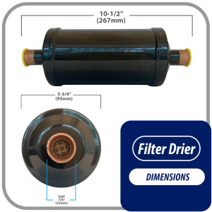 Appli Parts APFD-417S Filtro Secador 7/8 pulg para linea Liquido para Sistemas de Refrigeracion y aire acondicionado 417S ODF Soldable Universal Unidireccional 267mm Largo 95mm Ancho Appli Parts APFD-417S Filtro Secador 7/8 pulg para linea Liquido para Sistemas de Refrigeracion y aire acondicionado 417S ODF Soldable Universal Unidireccional 267mm Largo 95mm Ancho