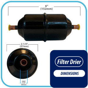 Appli Parts APFD-082S Filtro Secador 1/4 pulg para linea Liquido para Sistemas de Refrigeracion y aire acondicionado 082S ODF Soldable Universal Unidireccional 152mm Largo 57mm Ancho
 Appli Parts APFD-082S Filtro Secador 1/4 pulg para linea Liquido para Sistemas de Refrigeracion y aire acondicionado 082S ODF Soldable Universal Unidireccional 152mm Largo 57mm Ancho