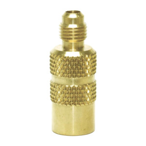 Uniweld R410 Mini-Split High Pressure Adaptor 5/16 in Female with depressor to 1/4 in SAE Male with Schrader 92863 