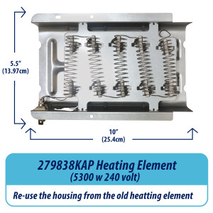 279838 Appli Parts Kit Resistencia Secadora 279838KAP KIT
Incluye 279838 Resistencia, 3977767 Termostato, 3387134 Termostato, 3392519 Fusible, 3977393 Fusible