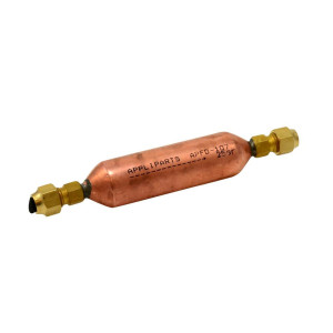 Appli Parts APFD-107 Copper Filter Drier 1/4 x 1/4 in Flare connections 25g 0.88oz Drying element W/Caps for universal refrigeration and air conditioner applications Appli Parts APFD-107 Copper Filter Drier 1/4 x 1/4 in Flare connections 25g 0.88oz Drying element W/Caps for universal refrigeration and air conditioner applications