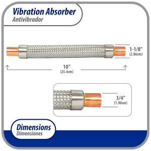 Appli Parts APVE-34 Antivibrador 3/4 pulg Soldable Eliminador de Vibracion 25cm Largo 450psi presion maxima de trabajo y 3.265psi presion de rotura Appli Parts APVE-34 Antivibrador 3/4 pulg Soldable Eliminador de Vibracion 25cm Largo 450psi presion maxima de trabajo y 3.265psi presion de rotura