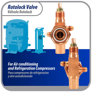 Appli Parts APRV-VA09 Rotolock Valve V09 1-1/4 in x 5/8 in ODF solder connection Universal replacement valve will work for refrigeration and air conditioning systems