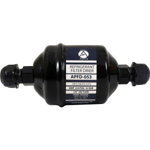 Appli Parts APFD-053 3/8 in Liquid Line Refrigerant AC Filter Drier hvac Refrigeration 053 SAE Flare connection universal unidirectional 4-1/2 in long 2 in wide 