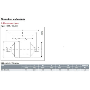 Danfoss 023Z5019 3/8in Liquid Line Refrigerant AC Filter Drier hvac refrigeration ODF 2.8-4.1tons Unidirectional 4-7/16in Long 2-1/4in Wide DCL 053S