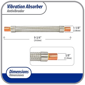 Appli Parts APVE-58 Antivibrador 5/8 pulg Soldable Eliminador de Vibracion 25cm Largo 450psi presion maxima de trabajo y 3.265psi presion de rotura Appli Parts APVE-58 Antivibrador 5/8 pulg Soldable Eliminador de Vibracion 25cm Largo 450psi presion maxima de trabajo y 3.265psi presion de rotura