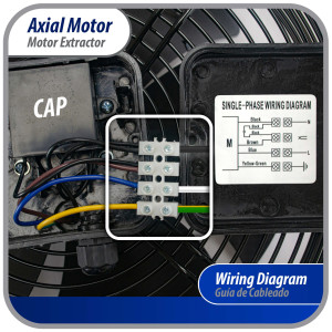 Appli Parts AXF-250-1 Extractor Axial 250 mm (9-7/8 pulg) 110V, 1 ph, 60 Hz, 70 W, 1590 rpm, Rango Temperatura -30 C a 60 C, incluye aspa y base tipo jaula