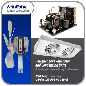 Appli Parts APFM-181E 18W Condenser and Evaporator Fan Motor 115V 60Hz 1.1A, Includes 10in Aluminum Fan Blade and Mounting Base, Universal Replacement for Commercial Refrigeration Units