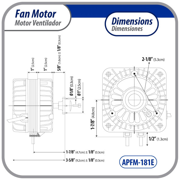 Appli Parts APFM-181E 18W Condenser and Evaporator Fan Motor 115V 60Hz 1.1A, Includes 10in Aluminum Fan Blade and Mounting Base, Universal Replacement for Commercial Refrigeration Units Appli Parts APFM-181E 18W Condenser and Evaporator Fan Motor 115V 60Hz 1.1A, Includes 10in Aluminum Fan Blade and Mounting Base, Universal Replacement for Commercial Refrigeration Units