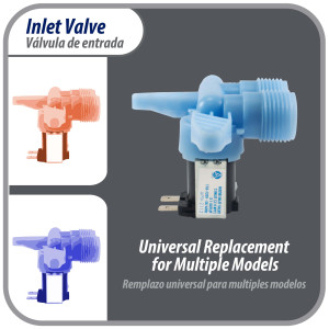 Appli Parts APIV-2112 Valvula de entrada de agua para lavadoras 2 Entradas de 3/4 NPT y 1 Salida 1/2 conexion rapida 110-120V 50/60Hz remplazo universal para lavadoras GE WH13X10024 y otras marcas