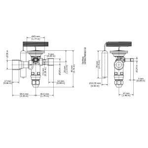 Danfoss 067N3156 9TR Thermostatic expansion valve, TGE, R410A,R32, 5/8x7/8 in Solder, ODF, 1/4 in Externally equalized, Bi-flow, -40 to 50 F replaces 067N3176