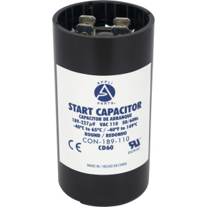 Appli Parts Condensador Capacitor Arranque 189-227 Mfd (microfaradios) uF 110-125 VAC remplazo universal para motores electricos de distintas aplicaciones 3.7cm Diametro 7cm Alto CON-189-110

