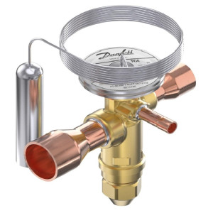 Danfoss 067N6186 21TR Thermostatic expansion valve, TGE, R404A,R507A, 1-1/8x1 3/8 in Solder, ODF, 1/4 in Externally equalized, Bi-flow, -40 to 50 F