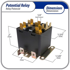 Appli Parts APPR-065 Relay Potencial 065, Voltaje de Bobina 332 V, Recogida Minima 168 V, Recogida Maxima 182 V, Caida Maxima 90 V, 50/60Hz Remplazo universal para refrigeracion y aire acondicionado