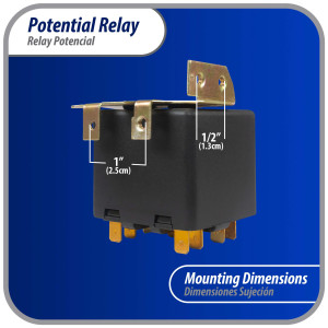 Appli Parts APPR-065 Relay Potencial 065, Voltaje de Bobina 332 V, Recogida Minima 168 V, Recogida Maxima 182 V, Caida Maxima 90 V, 50/60Hz Remplazo universal para refrigeracion y aire acondicionado