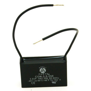 Appli Parts CAP-3.5-250-2C Condensador Capacitor de ventilador 3.5 mfd (microfaradios) uf 250VAC con 2 cables compatible con cualquier marca de igual capacitancia 4.7cm Ancho 1.4cm Prof. 2.8cm Alto