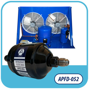 Appli Parts APFD-052 1/4 in Liquid Line Refrigerant AC Filter Drier hvac Refrigeration 052 SAE Flare connection universal unidirectional 4-1/2 in long 2 in wide
