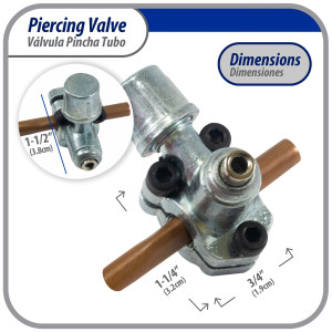 Appli Parts APT-PV110 1/4, 5/16, 3/8 in Bullet Piercing Valve kit with tube size adapters and o ring seal for small refrigeration systems with 1/4 in SAE Service Port