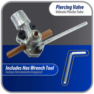 Appli Parts APT-PV110 1/4, 5/16, 3/8 in Bullet Piercing Valve kit with tube size adapters and o ring seal for small refrigeration systems with 1/4 in SAE Service Port
