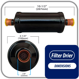 Appli Parts APFD-307S Filtro Secador 7/8 pulg para linea Liquido para Sistemas de Refrigeracion y aire acondicionado 307S ODF Soldable Universal Unidireccional 267mm Largo 100mm Ancho Appli Parts APFD-307S Filtro Secador 7/8 pulg para linea Liquido para Sistemas de Refrigeracion y aire acondicionado 307S ODF Soldable Universal Unidireccional 267mm Largo 100mm Ancho