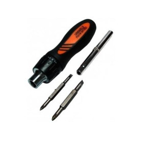 Uniweld 6N1RSD Destornillador Multiple 6 en 1 con Ratchet, 1/4 - 5/16 dado, 1/4  Nr 1 Plano Estria, 3/16 Nr 2 Plano Estria